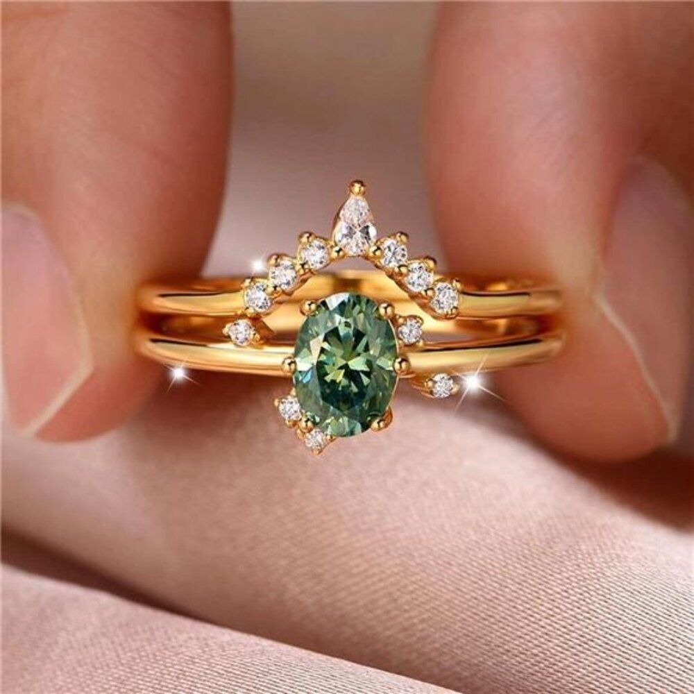1 Carat Moissanite 925 Sterling Silver 2 Piece Ring